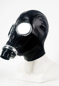 Black Fully Enlosed GasMask Latex Hood