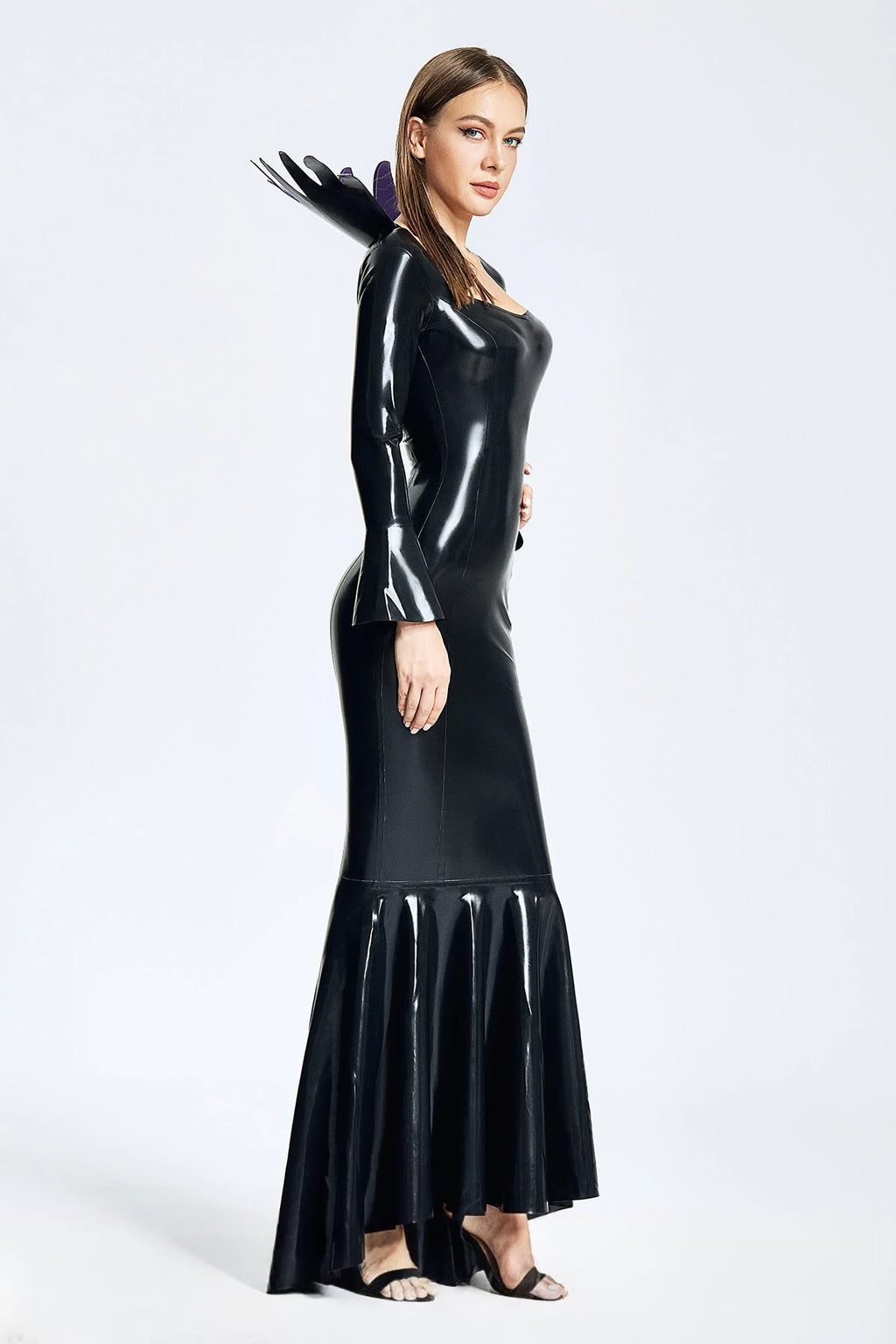 Black Long-sleeved Witchery Latex Dress