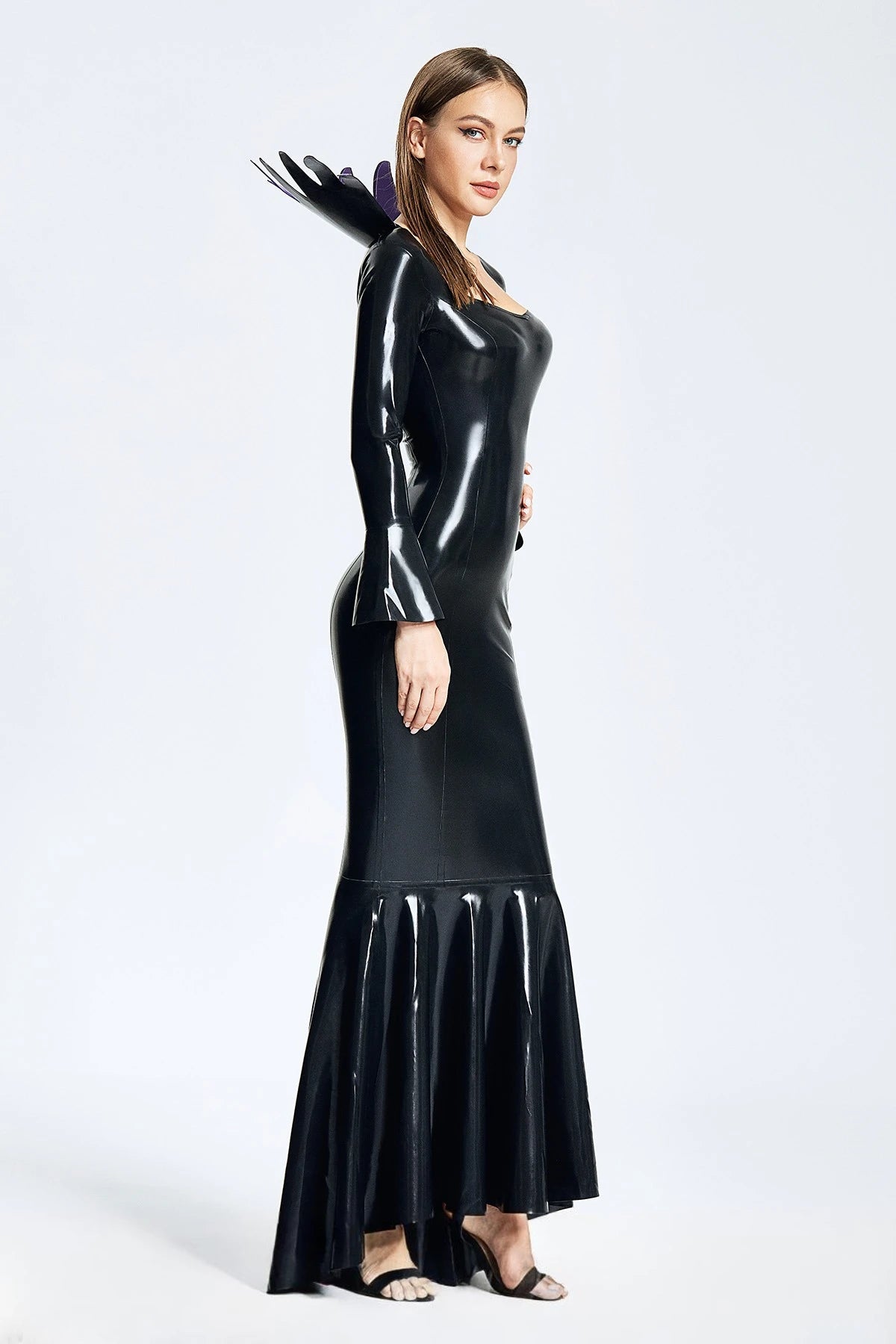 Black Long-sleeved Witchery Latex Dress