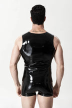 Black Male Latex Basic V-Neck Tank Top
