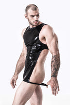 Black Male Latex Bib Top Apron