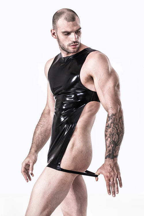 Black Male Latex Bib Top Apron