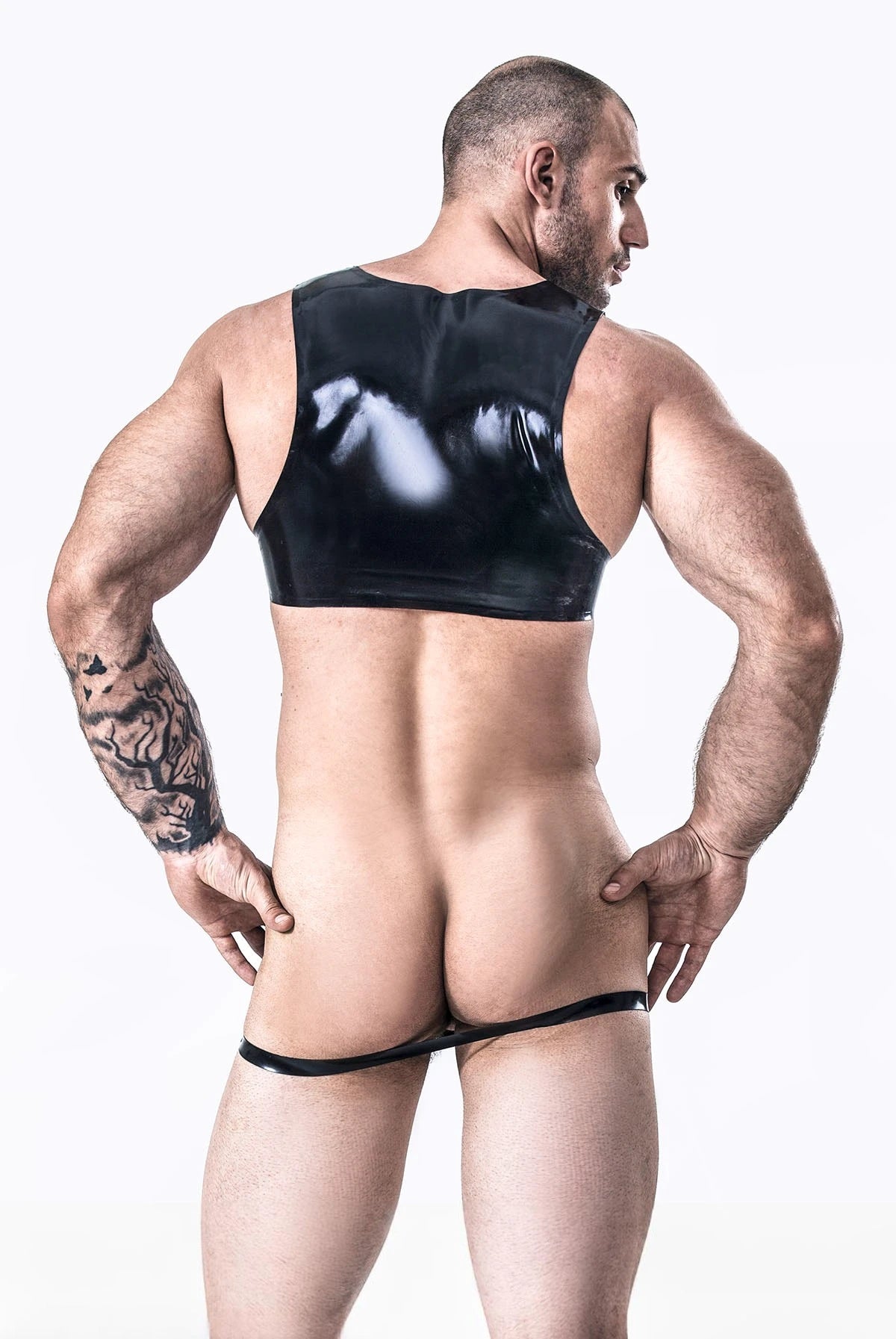Black Male Latex Bib Top Apron