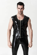 Black Male Latex 'Eyelets' Zip & Lace Vest