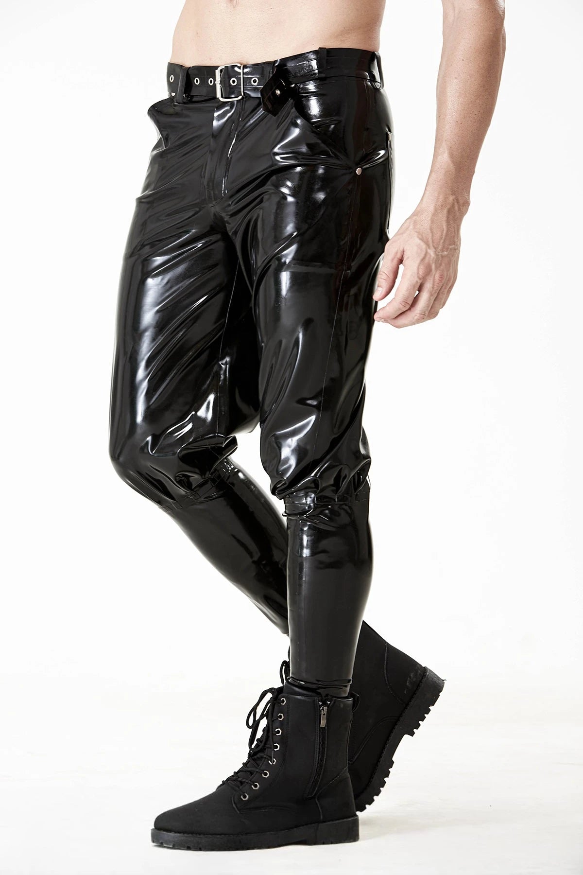 Black Male Latex 'Knickerbocker' Jeans