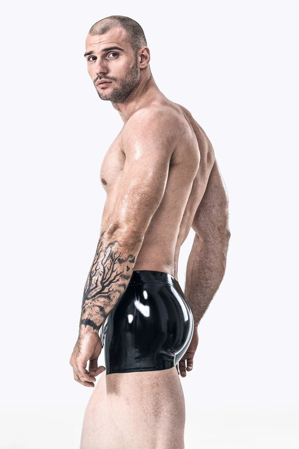 Black Male Latex 'Lace Your Waist' Briefs