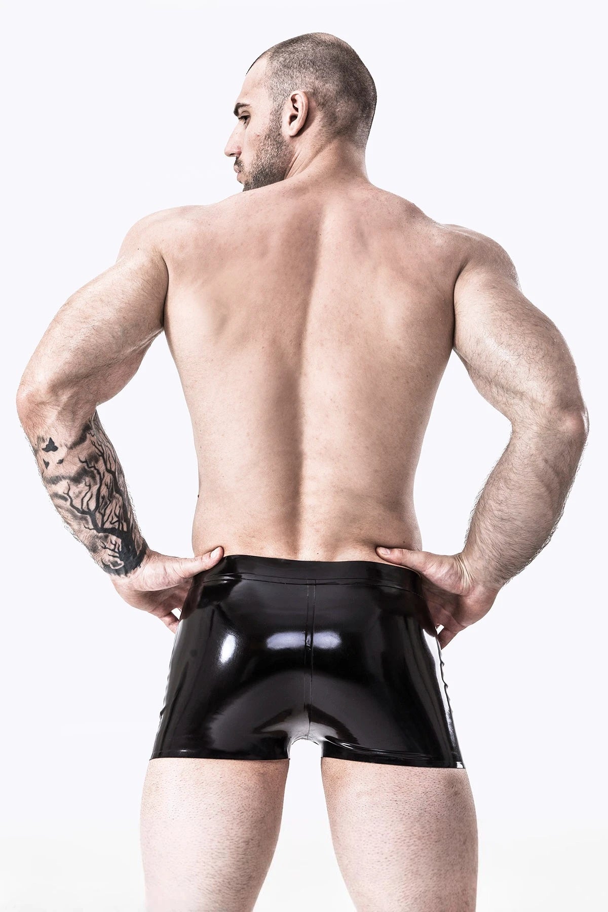 Black Male Latex 'Lace Your Waist' Briefs