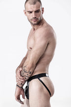 Black Male Latex Laced-Front Jockstrap