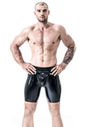 Black Male Latex Codpiece Cycling Shorts