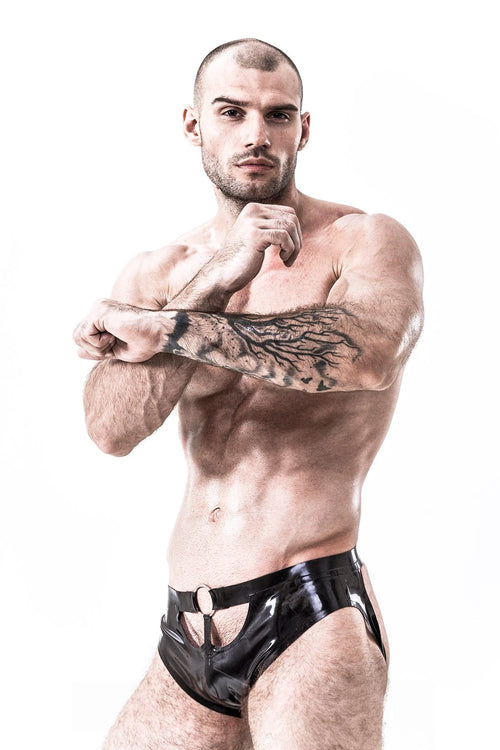black Male Latex Jockstrap Brief