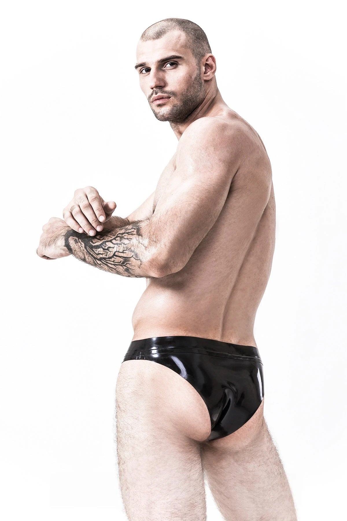 Black Male Latex Swimming Brief