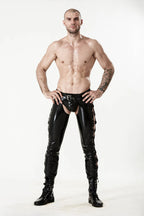 Black Male Latex Low-Waisted Slim-Cut Laced Chaps
