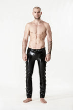 Black Male Multi-Buckled Latex Jeans