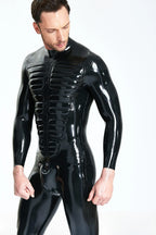 Black Male 'Muscle Chest' Codpiece Latex Catsuit