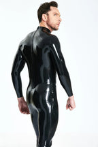 Black Male 'Muscle Chest' Codpiece Latex Catsuit