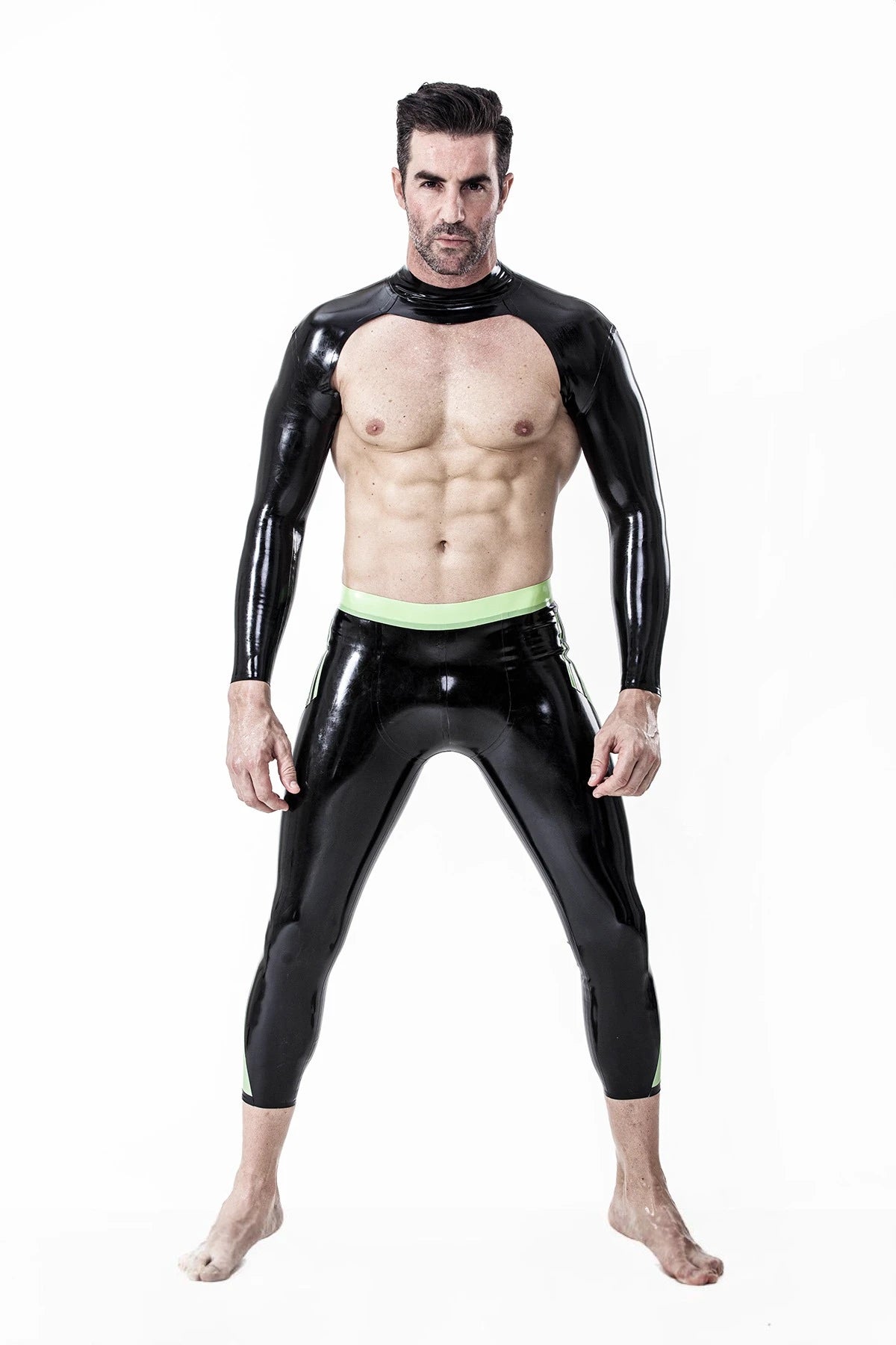 Black Male Neck Entry Long-Sleeved Shoulder Latex Strap