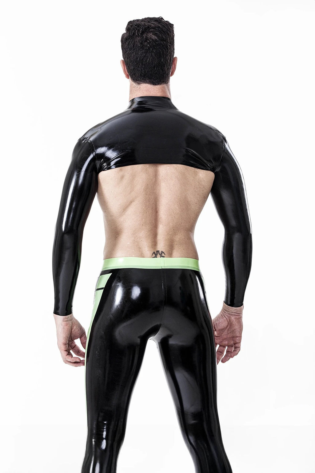 Black Male Neck Entry Long-Sleeved Shoulder Latex Strap
