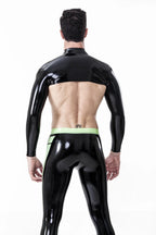Black Male Neck Entry Long-Sleeved Shoulder Latex Strap