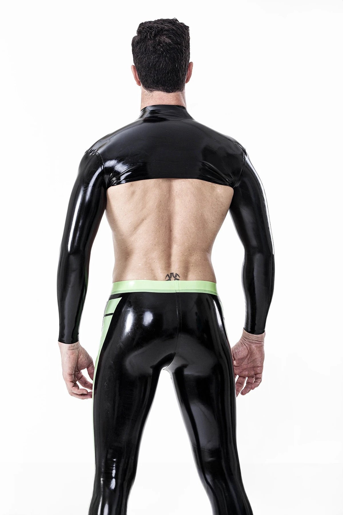 Black Male Neck Entry Long-Sleeved Shoulder Latex Strap