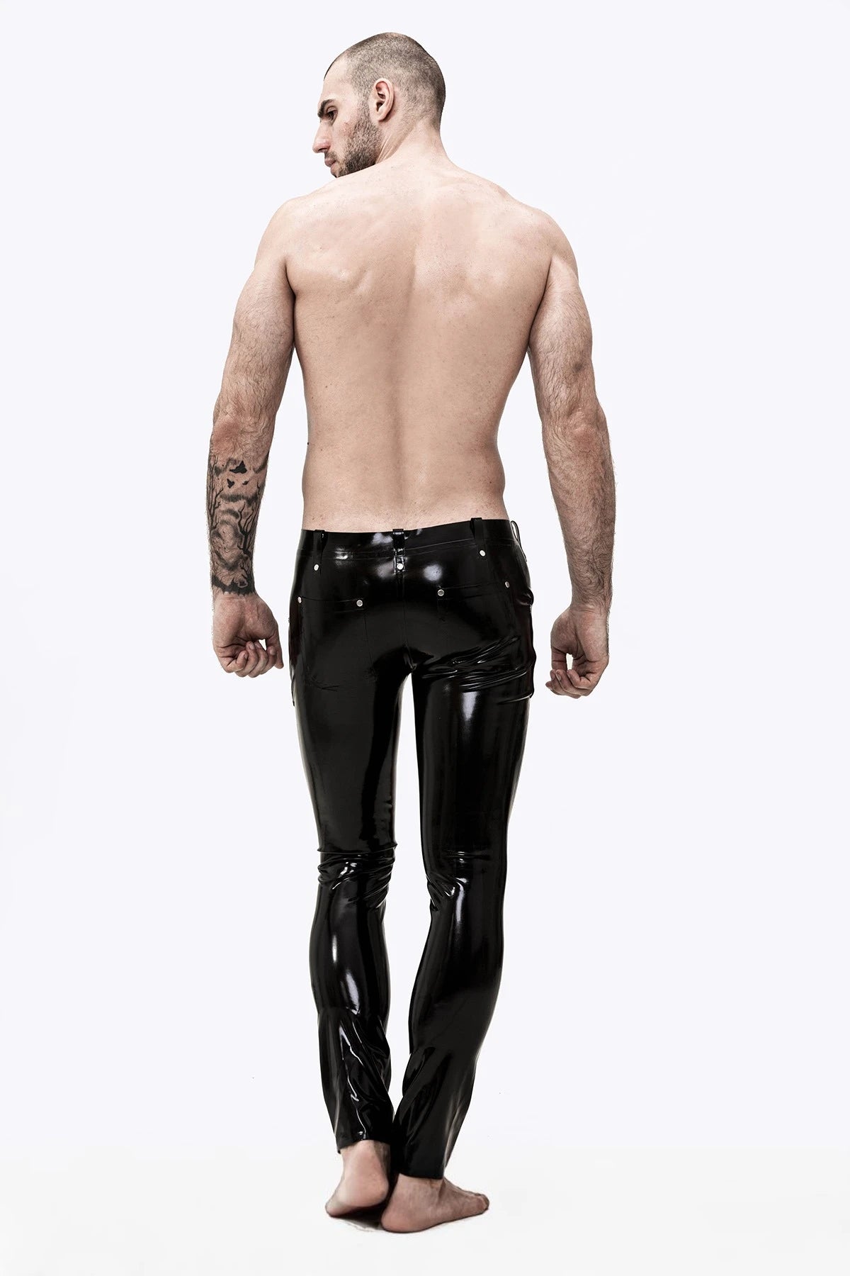 Black Male 'Sailor-Front' Latex Jeans