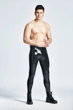 Black Male Latex Tapered Slim-Cut Jeans