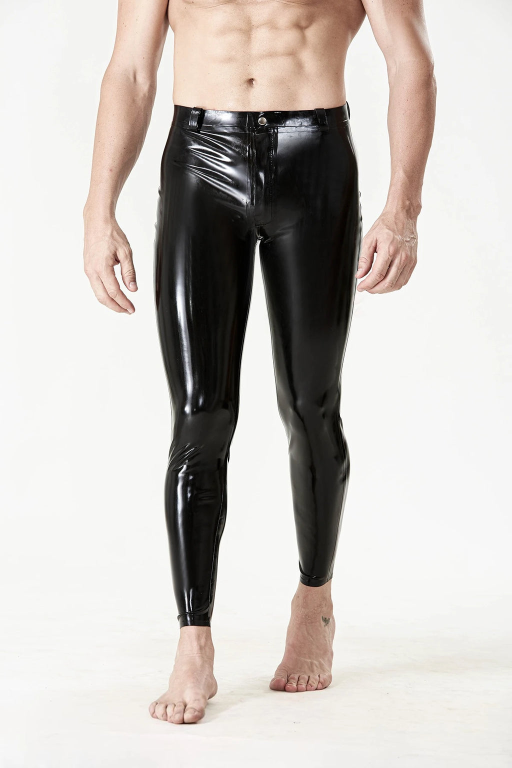 Black Male Latex Tapered Slim-Cut Jeans