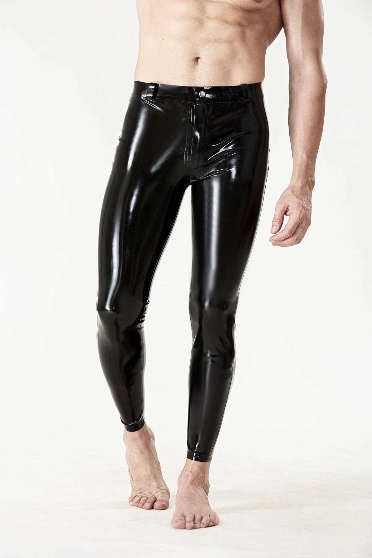 Black Male Latex Tapered Slim-Cut Jeans