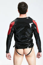 Black, second color is Red Male Zippered 'Biker' Latex Jacket