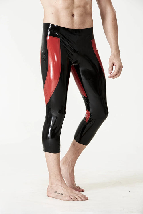 Black Male 'Heartening' Three-Quarter Zipperless Latex Leggings