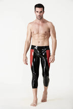 Black Male 'Heartening' Three-Quarter Zipperless Latex Leggings