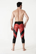 Black Male 'Heartening' Three-Quarter Zipperless Latex Leggings