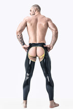 black Male 'Brave Man' Chaps Style Latex Leggings