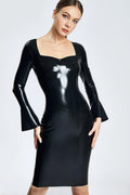 Black Sophisticated Woman Latex Dress