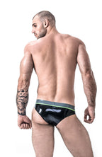 Black Male Latex Criss-Cross Briefs