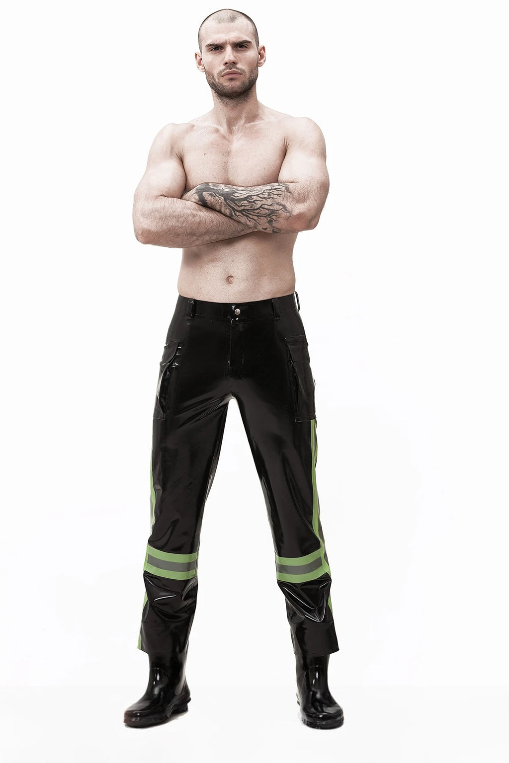Black Male 'Emergency' Latex Uniform Pants