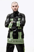 Black Male 'Rescue Service' Latex Uniform Latex Jacket