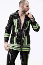 Black Male 'Rescue Service' Latex Uniform Latex Jacket