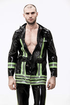 Black Male 'Rescue Service' Latex Uniform Latex Jacket