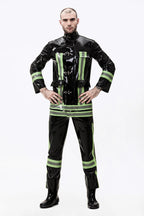 Black Male 'Rescue Service' Latex Uniform Latex Jacket
