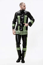 Black Male 'Rescue Service' Latex Uniform Latex Jacket