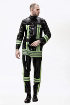 Black Male 'Rescue Service' Latex Uniform Latex Jacket