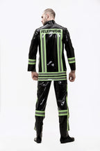 Black Male 'Rescue Service' Latex Uniform Latex Jacket