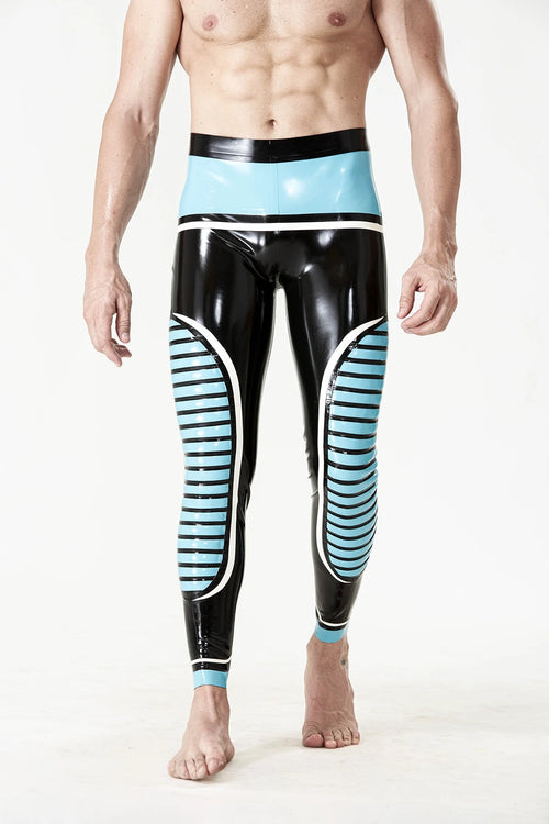 Black Male HIgh-Waisted Zipper-less Latex Leggings