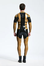 Black Male 'Blazing Gold' Back Zip Latex Catsuit
