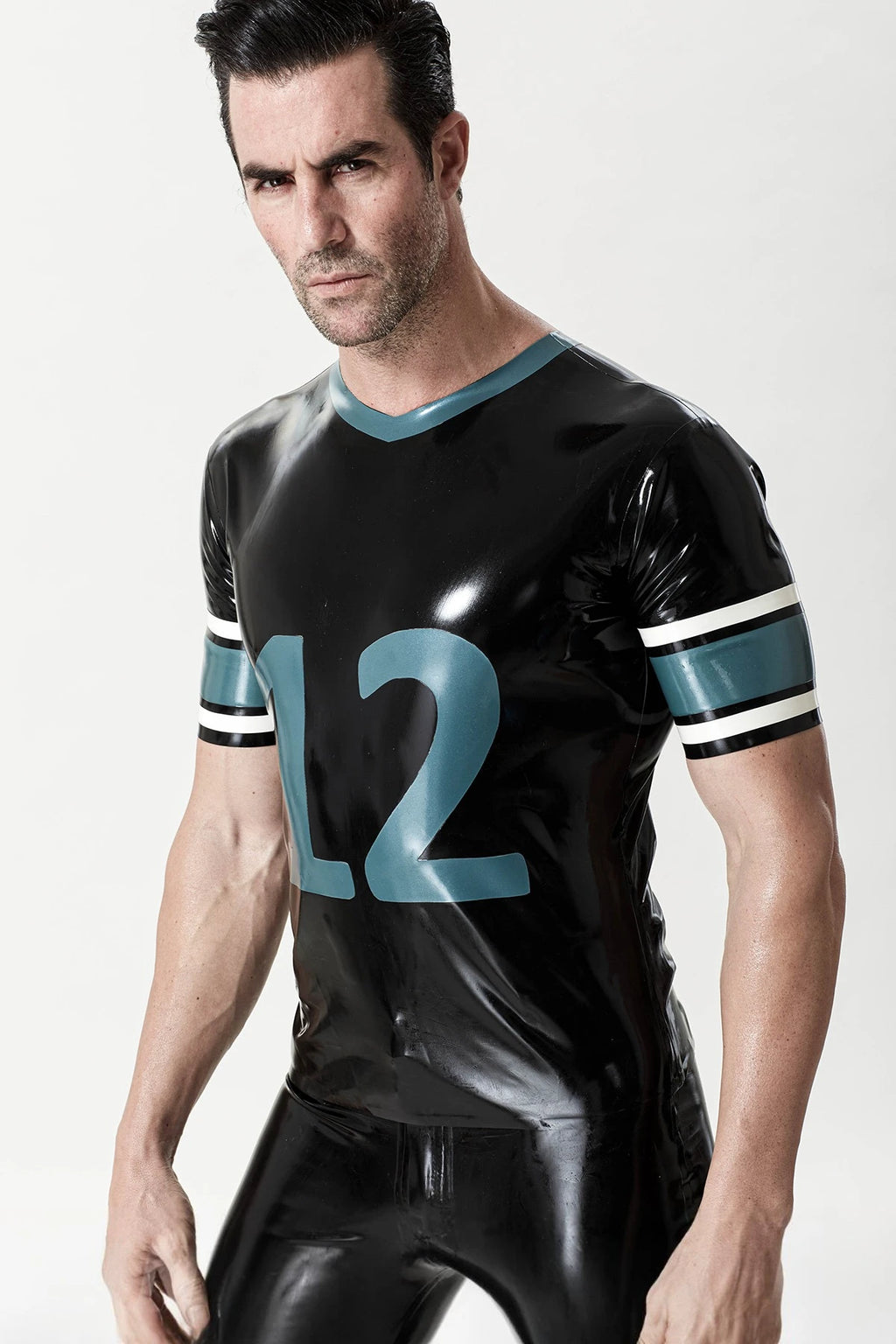 Black Male Latex Sportsman No. 12 T-Shirt