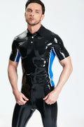 Black Male Casual Latex Polo-Neck Shirt