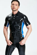 Black Male Casual Latex Polo-Neck Shirt
