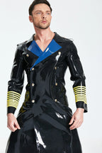 Black Male 'Hornblower' Knee-Length Latex Coat
