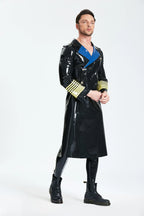 Black Male 'Hornblower' Knee-Length Latex Coat