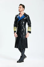 Black Male 'Hornblower' Knee-Length Latex Coat